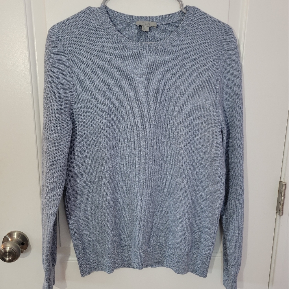 COS Blue Heathered Cotton Crewneck Sweater